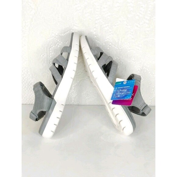 Skechers Sandals On-The-go Flex Ankle Strap Sandal Size 7 Gray and White NWT - Picture 15 of 16